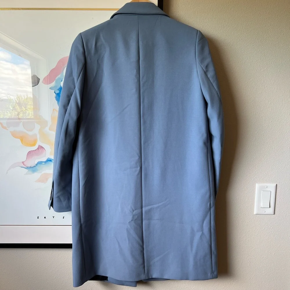 NWT Zara cornflower blue one button midi length jacket size S - Picture 2 of 9